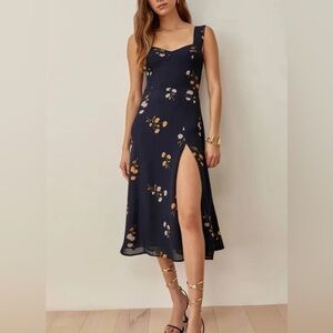 Reformation Fulton Blue Sleeveless Midi Dress
